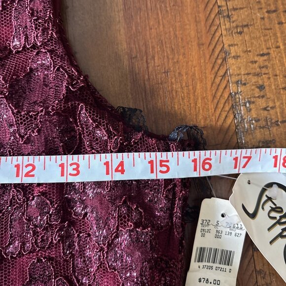 vintage steppin out dress Burgundy Satin Look Size 11/12 NOS See Measurements - Picture 7 of 10